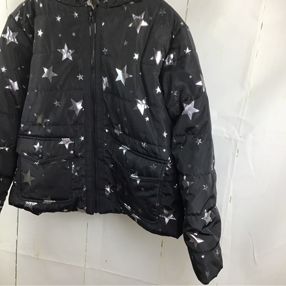 Live Well Active Women’s Black With Silver Star Hooded Puffer Jacket Sz. M - Picture 5 of 11